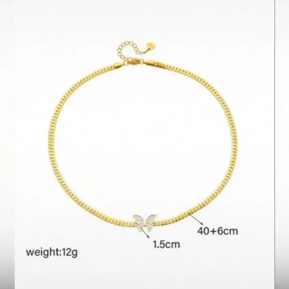 Fashion Jewelry Gold and White Butterfly Necklace Set NWT - Picture 8 of 9